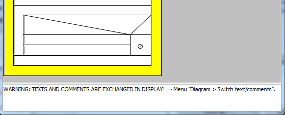 Warnung zum Modus „Switch text/comments“ im Analyser-Bericht