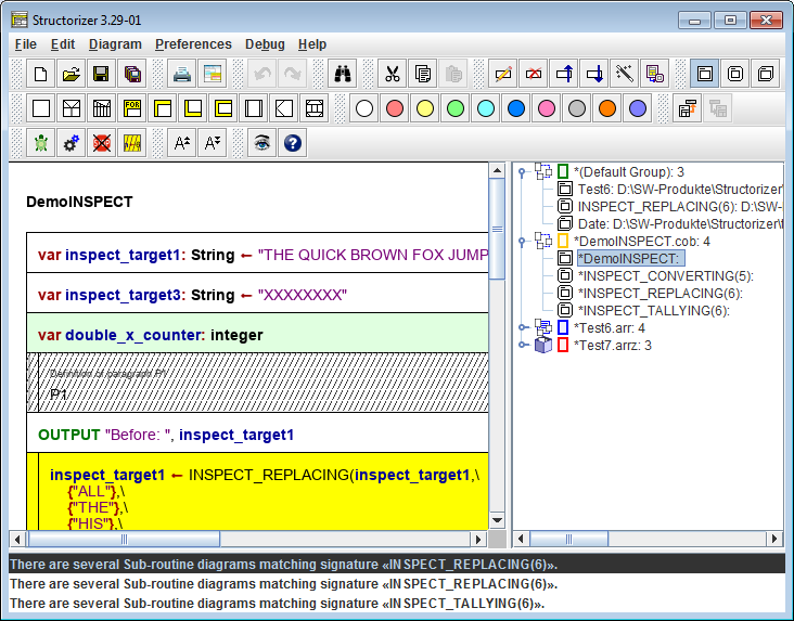 Structorizer mit aktiviertem Arranger-Index