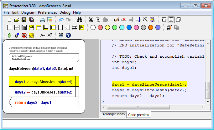 Structorizer mit aktivierter Code-Vorschau