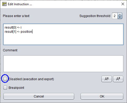 Element-Editor: Kontrollkaestchen Disabled mit individuellem Status