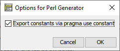 Sprachspezifische Exportoptionen für Perl