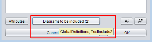 Include-Liste-Schaltfläche mit Tooltip im Diagramm-Editor