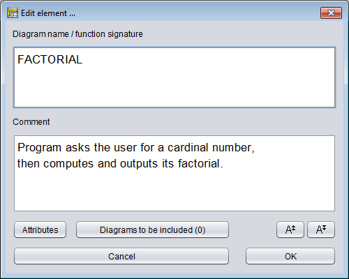 Element-Editor des Diagrammrahmens
