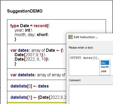 Elementeditor 3.32-11 mit Komponentenname-Vorschlägen