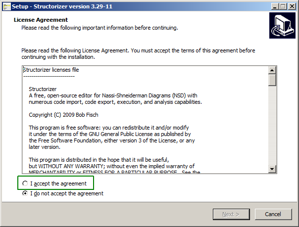 Windows-Installationsprogramm – Lizenzvertrag