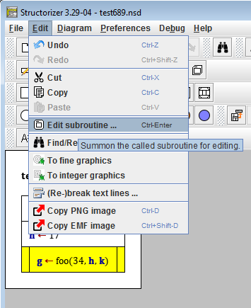 Menüeintrag Edit > Edit subroutine...
