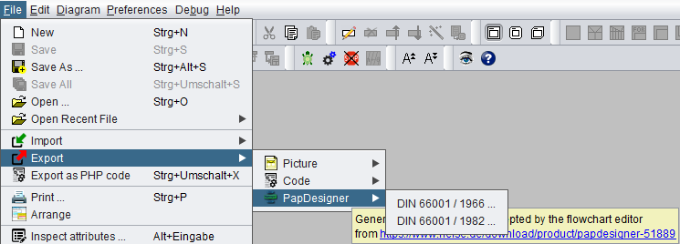 Flussdiagramm-Export in PapDesigner-Dateien