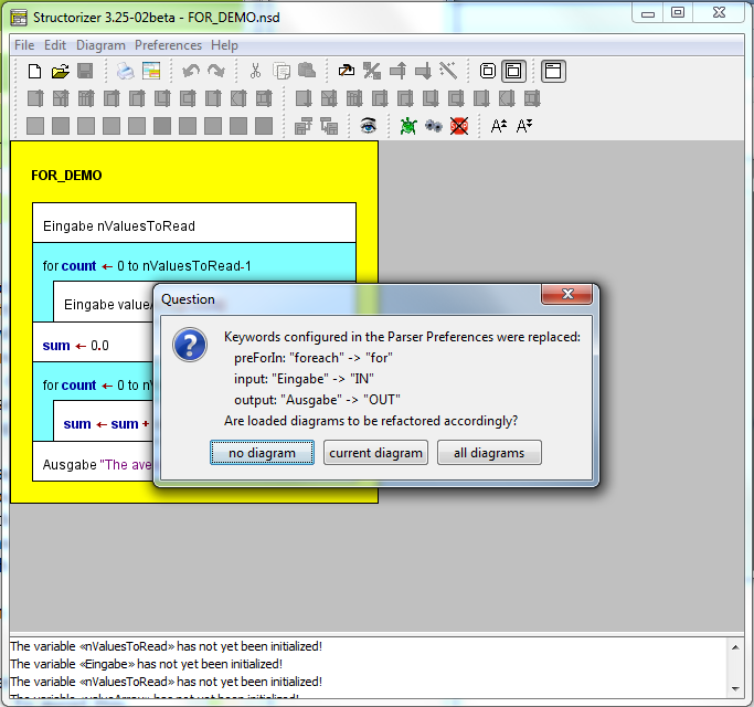 Refactoring-Abfrage nach dem Laden einer Präferenzdatei