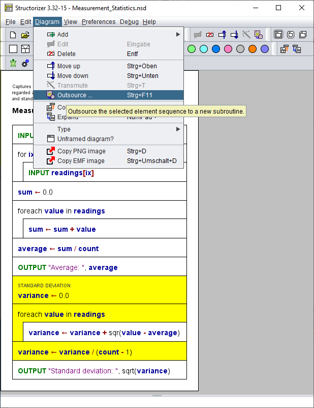 Auslagerungs-Demo: Menue-Eintrag Outsource