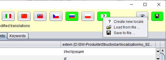Schaltflächen-Kontextmenüs im Translator (3.31-03)