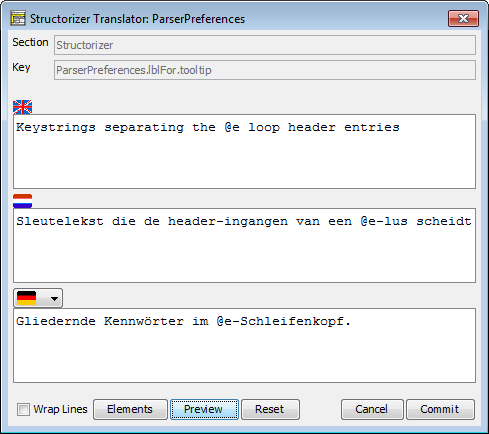 Translator-Zeileneditor (mit Platzhaltern)
