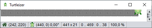 Mäandermuster in Turtleizer gezeichnet