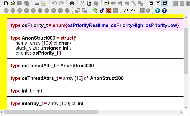 Diagramm mit mehreren Typdefinitionen, darunter Arrays und Alias-Typen